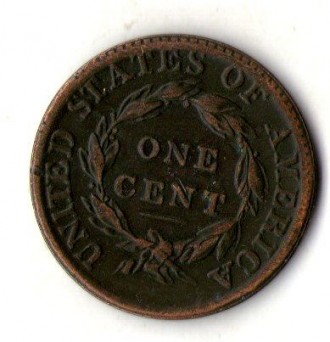 США 1 цент 1808 рік муляж №035. . фото 2