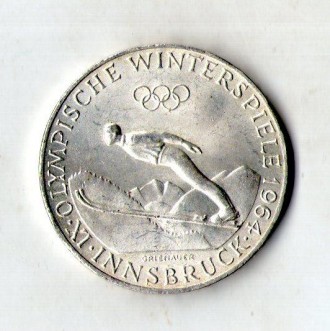 АВСТРІЯ 50 шиллингів 1964 рік ювілейна срібло 20 гр. Олімпіада №007А. . фото 2