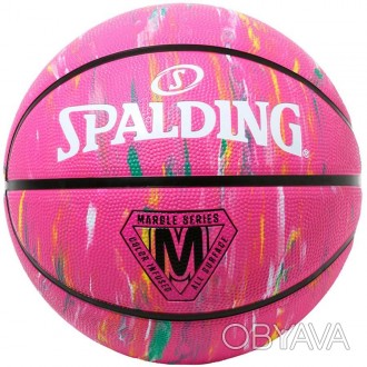 Барвистий баскетбольний м'яч Spalding Marble Series має міцну конструкцію із вис. . фото 1