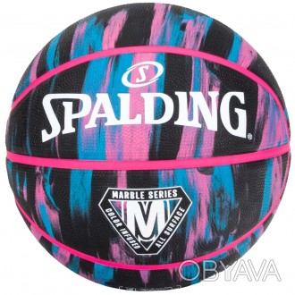 Барвистий баскетбольний м'яч Spalding Marble Series має міцну конструкцію із вис. . фото 1