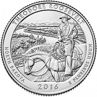 США ¼ доллара, 2016 Национальный парк Теодор-Рузвельт №265. . фото 2