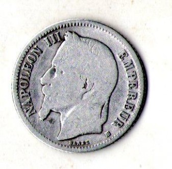 Імперія Франція 1866 рік срібло король Наполеон III №316. . фото 2