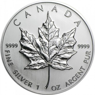 Канада 5 долларов, 2004-2020 Кленовый лист срібло 0.999, 31.39g, ø 38mm 1 унція. . фото 2