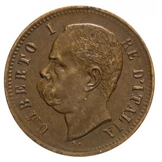 Италия › Король Умберто I 1 чентезимо, 1895-1900 Медь, 1g, ø 15mm №297. . фото 2