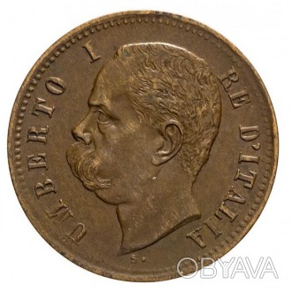 Италия › Король Умберто I 1 чентезимо, 1895-1900 Медь, 1g, ø 15mm №297. . фото 1