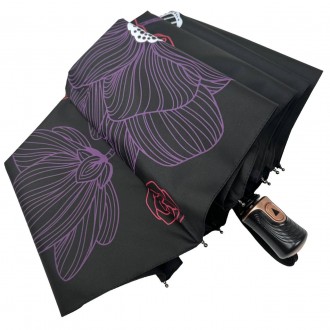 Женский полуавтоматический зонтик с принтом цветочков и бабочек от производителя. . фото 5