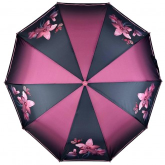 Женский полуавтоматический зонтик с принтом орхидей от производителя Toprain обе. . фото 4