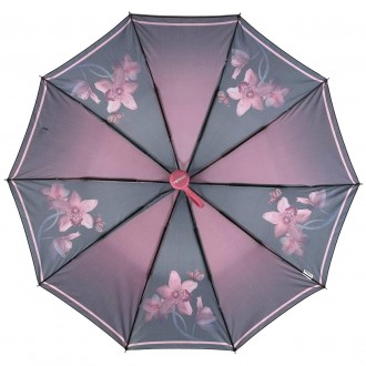 Женский полуавтоматический зонтик с принтом орхидей от производителя Toprain обе. . фото 5
