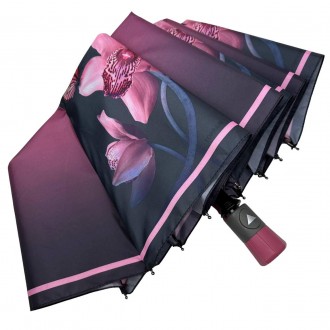 Женский полуавтоматический зонтик с принтом орхидей от производителя Toprain обе. . фото 6
