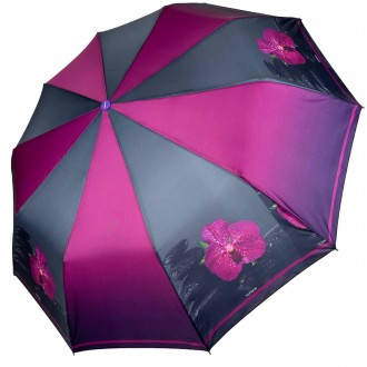 Женский полуавтоматический зонтик с принтом орхидей от производителя Toprain обе. . фото 2