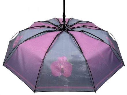 Женский полуавтоматический зонтик с принтом орхидей от производителя Toprain обе. . фото 7