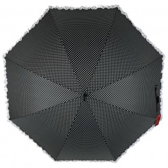 Зонтик трость с рюшами в горошек на 8 спиц - надежный защитник от дождя и ветра.. . фото 6