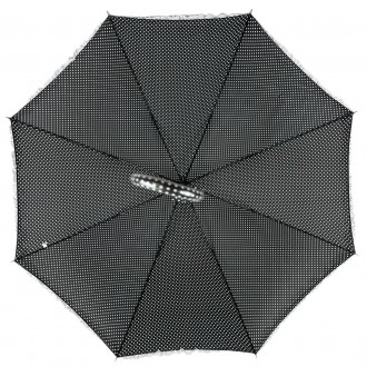 Зонтик трость с рюшами в горошек на 8 спиц - надежный защитник от дождя и ветра.. . фото 4