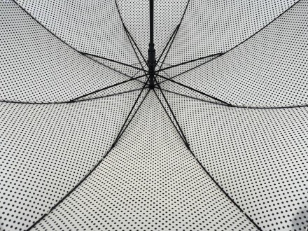 Зонтик трость с рюшами в горошек на 8 спиц - надежный защитник от дождя и ветра.. . фото 6