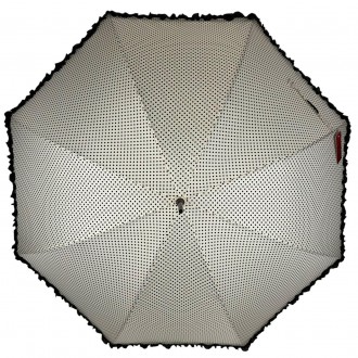 Зонтик трость с рюшами в горошек на 8 спиц - надежный защитник от дождя и ветра.. . фото 5