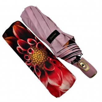 Женский полуавтоматический зонтик с цветочным принтом внутри от производителя Su. . фото 3