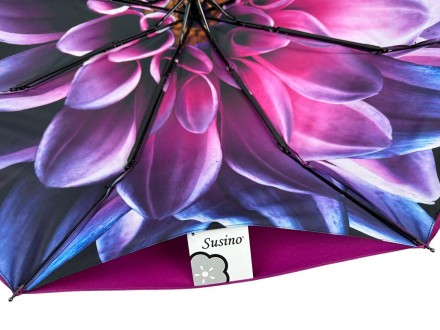 Женский полуавтоматический зонтик с цветочным принтом внутри от производителя Su. . фото 4
