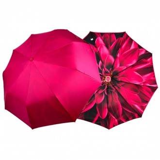 Женский полуавтоматический зонтик с цветочным принтом внутри от производителя Su. . фото 2