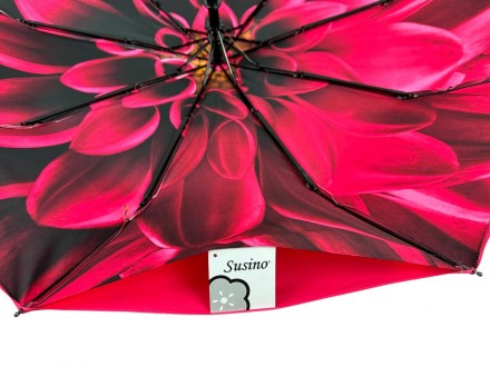 Женский полуавтоматический зонтик с цветочным принтом внутри от производителя Su. . фото 4
