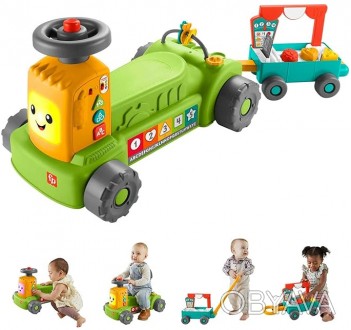 
	Іграшковий трактор для катання й ігровий набір із 4 способами гри в міру дорос. . фото 1