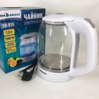 Електрочайник SeaBreeze SB-015 1.8 л, чайники з підсвічуванням, електронний чайник, тихий електричний чайник. Запоріжжя. фото 1 Електрочайник SeaBreeze SB-015 1.8 л, чайники з підсвічуванням, електронний чайник, тихий електричний чайник. Запоріжжя. фото 1