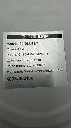 Eurolamp DLR-18/4 18Вт 4000К
Внимание! Комиссионный товар. Уточняйте наличие и к. . фото 5