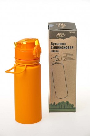 Бутылка силиконовая Tramp 500мл, оранжеваяБутылка силиконовая Tramp 500 мл olive. . фото 2
