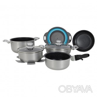 Набор посуды Gimex Cookware Set induction 9 предметов Silver (6977226)С набором . . фото 1