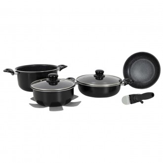 Набор посуды Gimex Cookware Set induction 7 предметів Black (6977222)С набором с. . фото 2