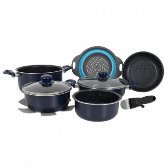 Набор посуды Gimex Cookware Set induction 9 предметів Blue (6977225)С набором ст. . фото 2