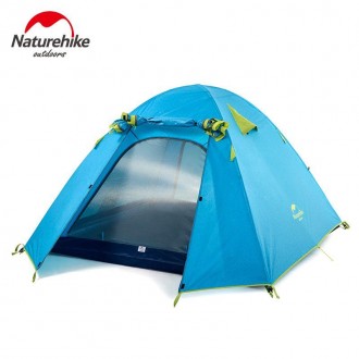 Четырехместная надувная палатка Naturehike P-Series NH18Z044-P 210T/65D, голубой. . фото 2