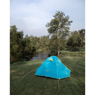 Четырехместная надувная палатка Naturehike P-Series NH18Z044-P 210T/65D, голубой. . фото 6