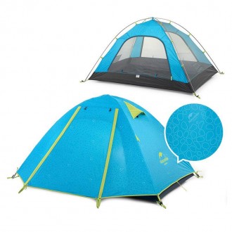 Четырехместная надувная палатка Naturehike P-Series NH18Z044-P 210T/65D, голубой. . фото 3