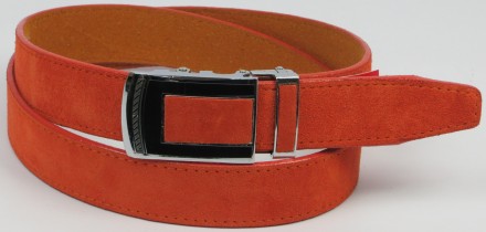 Замшевый брючный мужской ремень Skipper 5581-5 оранжевый (рыжий) ДхШ: 125х3,5 см. . фото 3