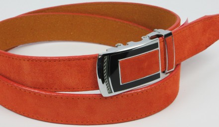 Замшевый брючный мужской ремень Skipper 5581-5 оранжевый (рыжий) ДхШ: 125х3,5 см. . фото 4