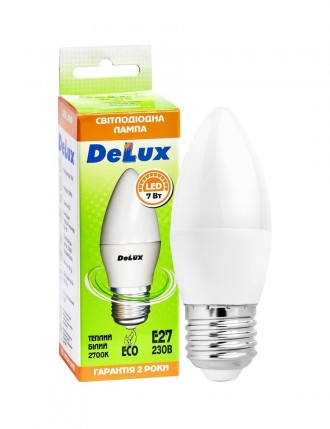 Лампа світлодіодна DELUX BL37B 7Вт 2700K 220В E27. Київ. фото 1 Лампа світлодіодна DELUX BL37B 7Вт 2700K 220В E27. Київ. фото 1