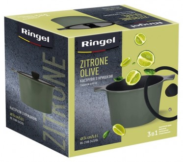 Короткий опис:
Каструля Zitrone OliveОб'єм: 5.8 лДіаметр: 24 смМатеріал: потовще. . фото 8