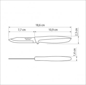Краткое описание:
Нож для овощей TRAMONTINA PLENUS, 76 мм. Материал лезвия: нерж. . фото 5