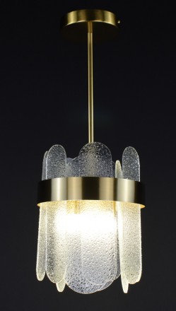 Потолочная люстра на пять лампочек, корпус металлический, стеклянные текстурные . . фото 4