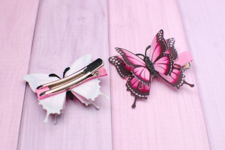 
Стильные, модные и яркие бабочки из плотной ткани розового цвета для маленьких . . фото 4