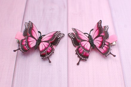
Стильные, модные и яркие бабочки из плотной ткани розового цвета для маленьких . . фото 3