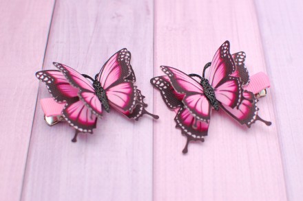 
Стильные, модные и яркие бабочки из плотной ткани розового цвета для маленьких . . фото 2