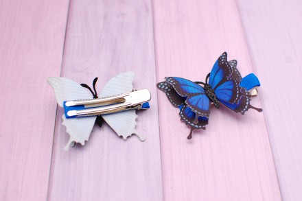 
Стильные, модные и яркие бабочки из плотной ткани синего цвета для маленьких мо. . фото 4
