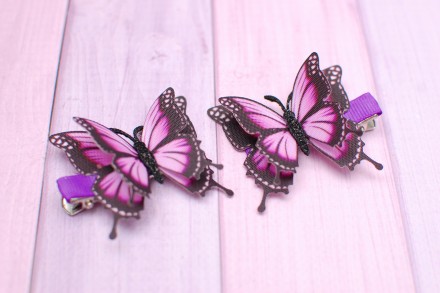 
Стильные, модные и яркие бабочки из плотной ткани фиолетовые для маленьких модн. . фото 2