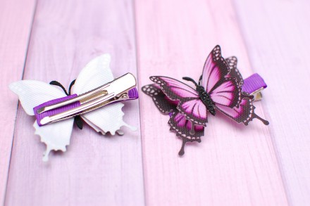 
Стильные, модные и яркие бабочки из плотной ткани фиолетовые для маленьких модн. . фото 4