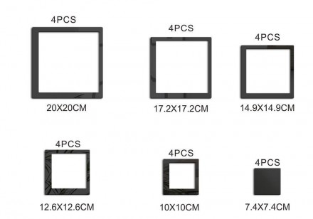 Зеркальные наклейки на стену квадраты серебро 24 штук - это стильный и современн. . фото 3
