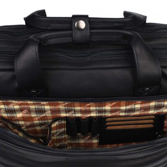 Большая кожаная сумка для ноутбука 17 дюймов Hill Burry HB4075A черная. . фото 8