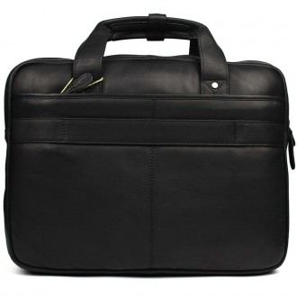 Большая кожаная сумка для ноутбука 17 дюймов Hill Burry HB4075A черная. . фото 6