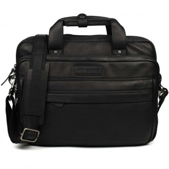 Большая кожаная сумка для ноутбука 17 дюймов Hill Burry HB4075A черная. . фото 10