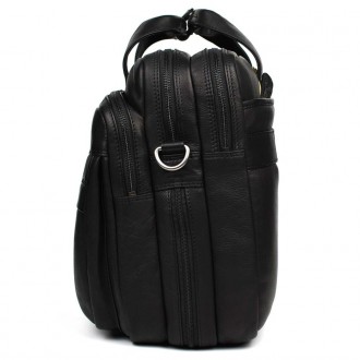Большая кожаная сумка для ноутбука 17 дюймов Hill Burry HB4075A черная. . фото 5